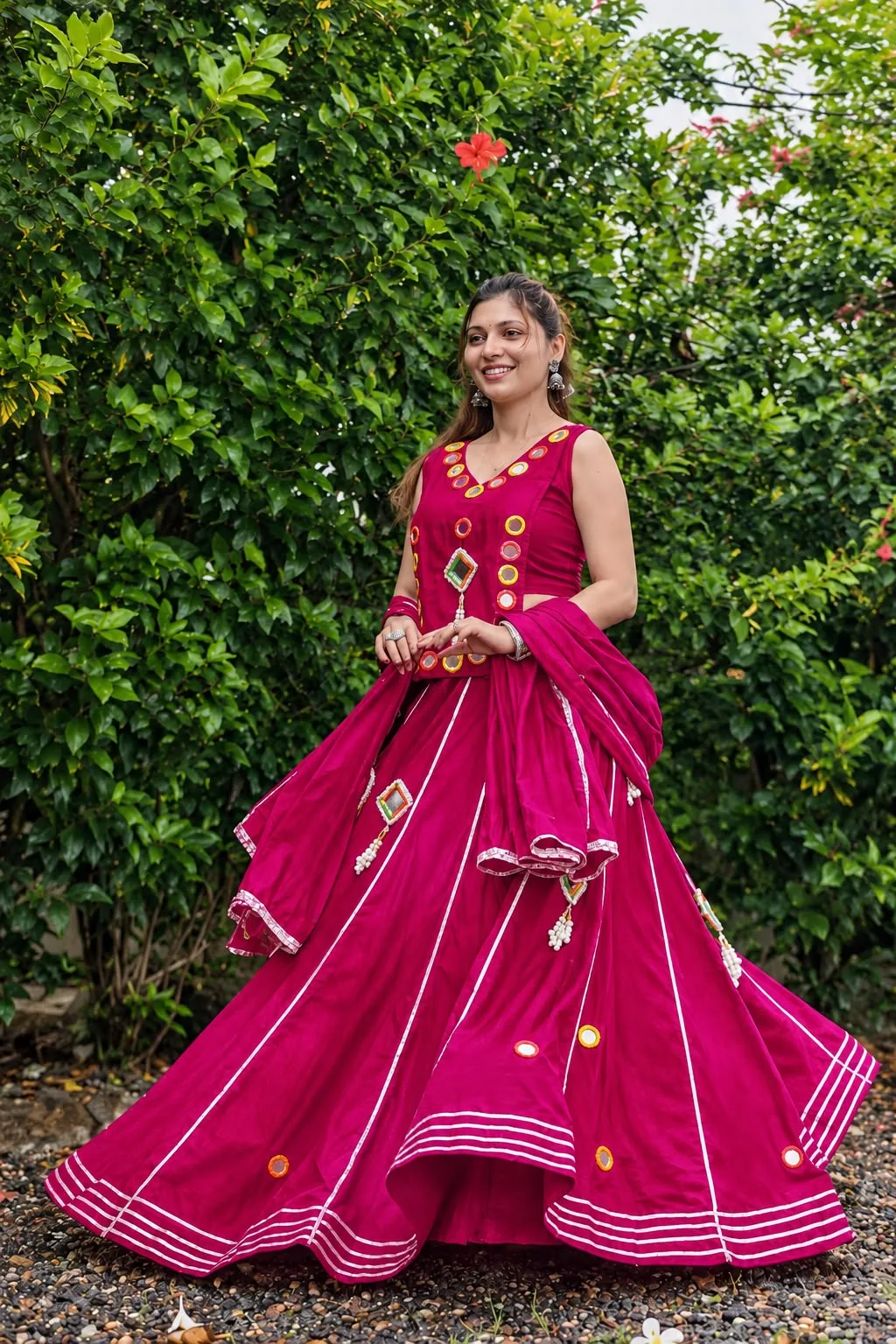 SM.25 Pink Heavy Mirror Work Chaniya Choli
