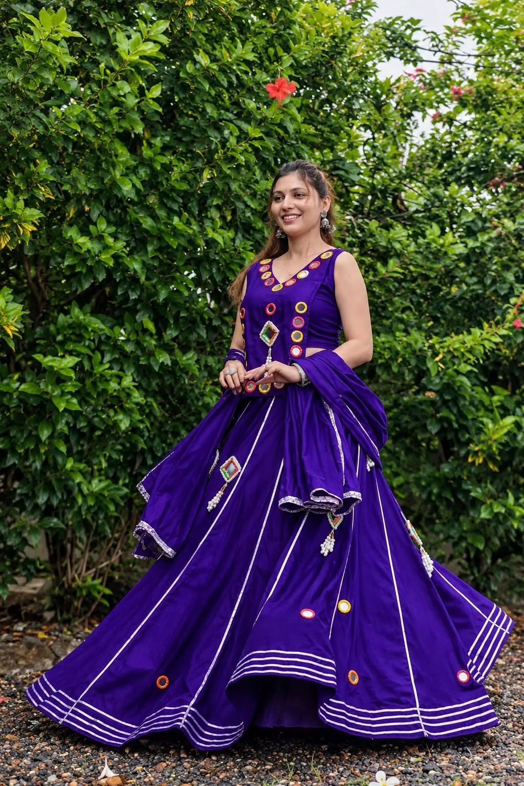 SM.27 Ivory Glow – PURPLE Heavy Mirror Work Chaniya Choli
