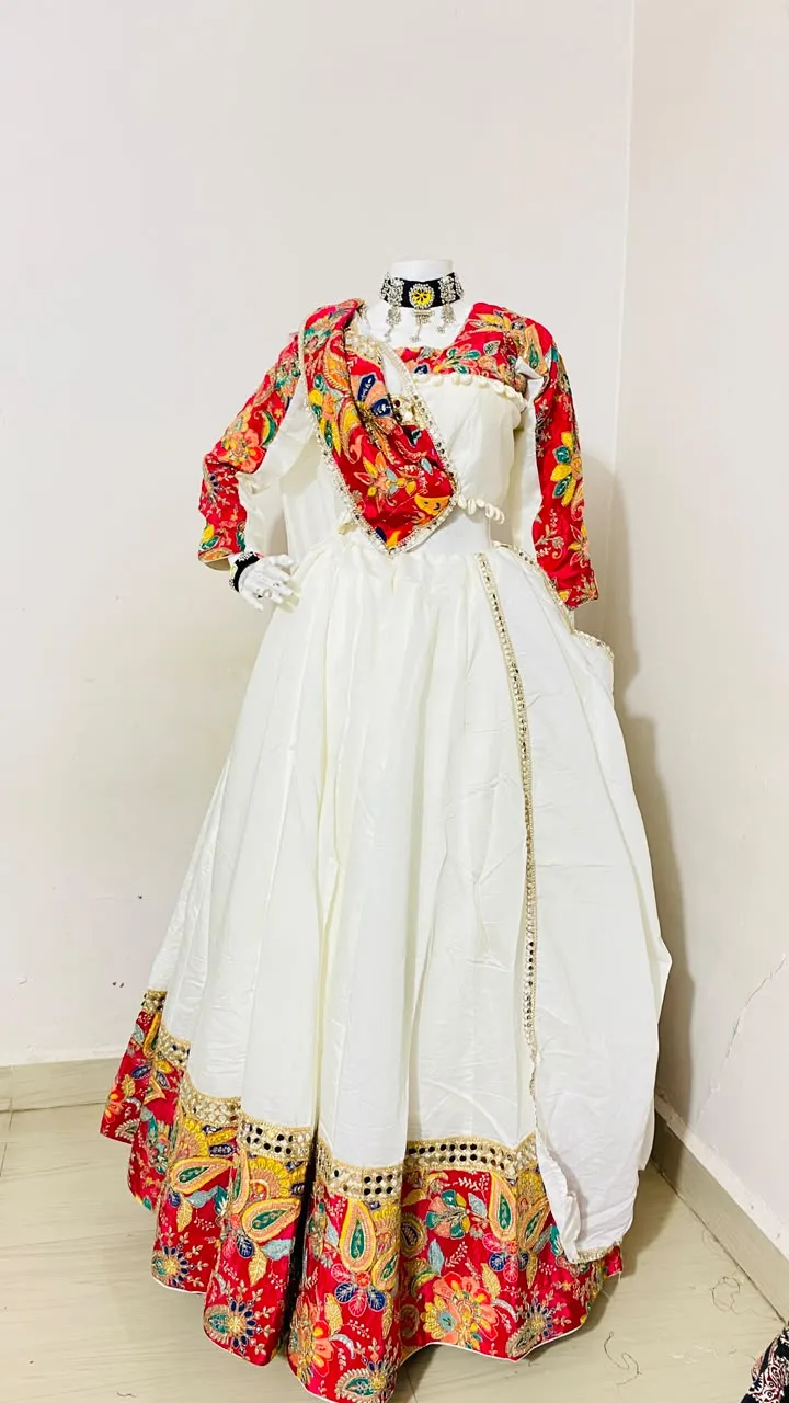 White with orange vintage work 18