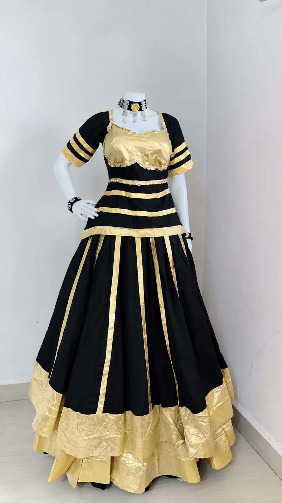 SM.56 Midnight Grace – Black Double Flare Chaniya Choli