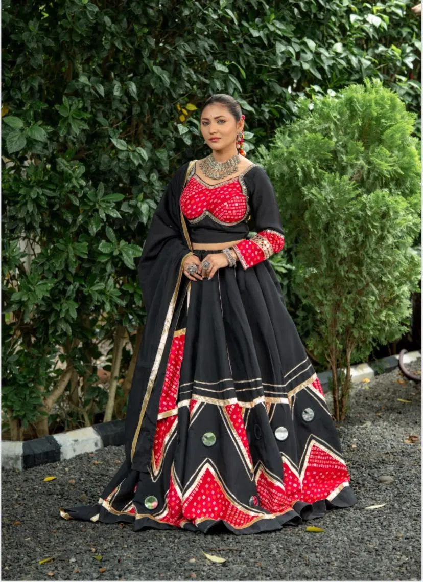 Laal Bandhani Black Chaniya Choli