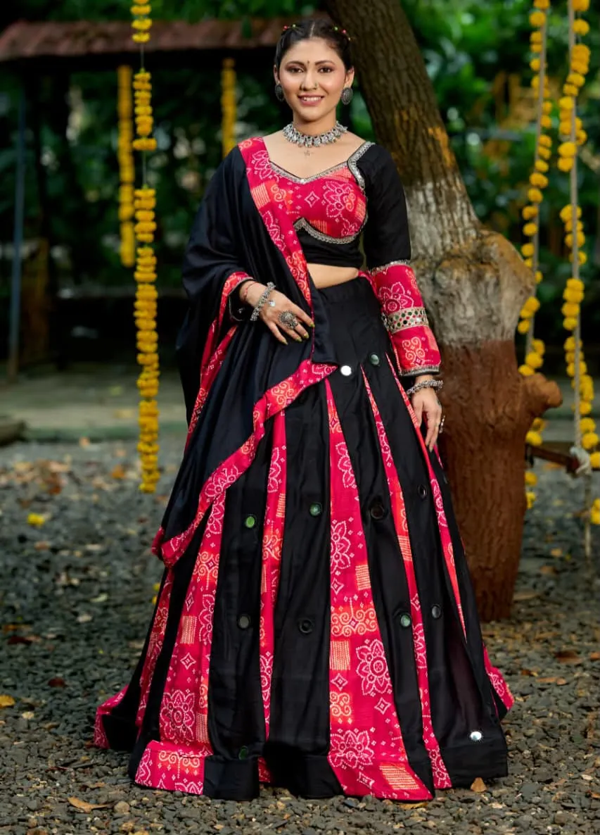 Rani Bandhani Black Chaniya Choli